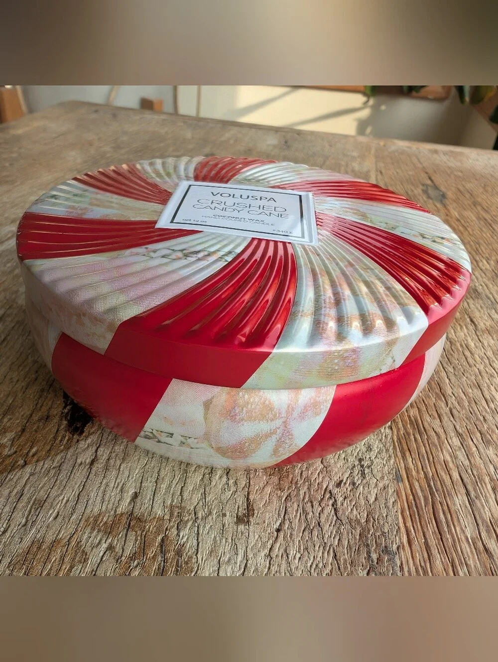 Anthropologie Voluspa Crushed Candy Cane Scented Candle - Red